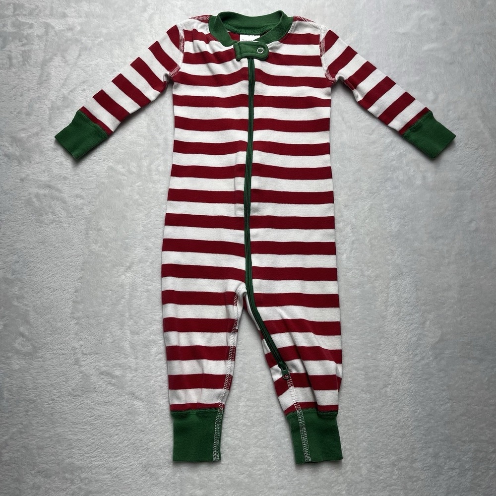 Hanna Andersson Sleeper Unisex Baby 6-12m Christmas Striped Candy Cane Organic